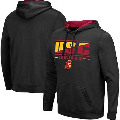 Men s Colosseum Black USC Trojans Slash Stack 2.0 Pullover Hoodie