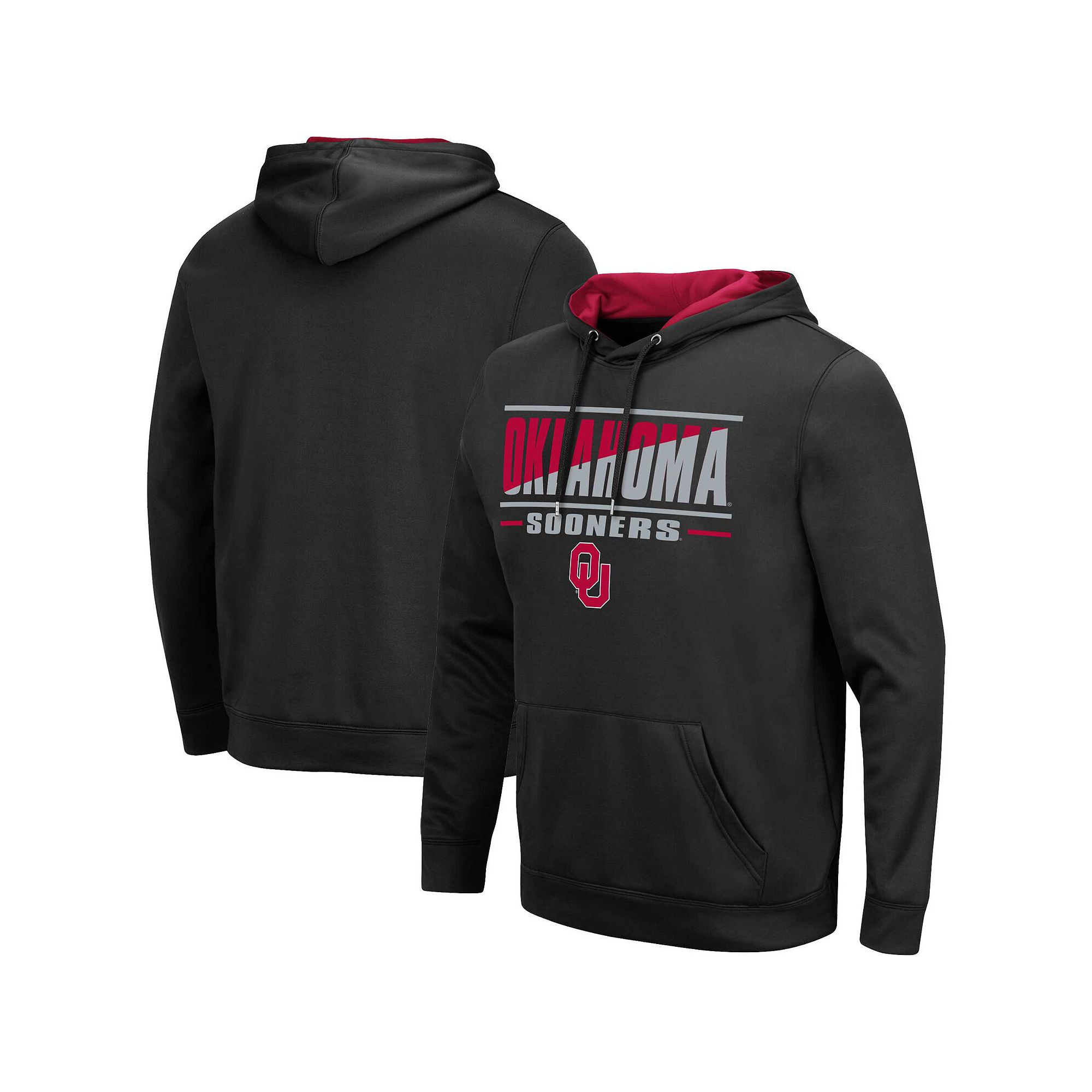 Mens Colosseum Black Oklahoma Sooners Slash Stack 2.0 Pullover Hoodie, Siz