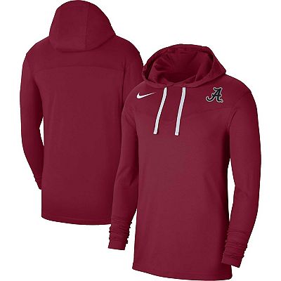 Men s Nike Crimson Alabama Crimson Tide Off Field Performance Long Sleeve Hoodie T Shirt