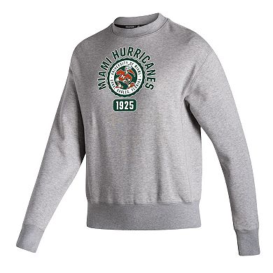 Women's adidas Heathered Gray Miami Hurricanes Vintage Circle Pullover Sweatshirt