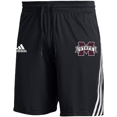 Men's adidas Black Mississippi State Bulldogs AEROREADY Three-Stripe Knit Shorts
