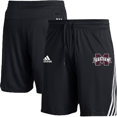 Men's adidas Black Mississippi State Bulldogs AEROREADY Three-Stripe Knit Shorts