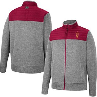 Men's Colosseum Gray/Maroon Arizona State Sun Devils Putter Herringbone Full-Zip Jacket