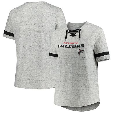Women's Heather Gray Atlanta Falcons Plus Size Lace-Up V-Neck T-Shirt