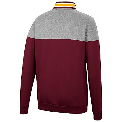 Men's Colosseum Heathered Gray/Maroon Arizona State Sun Devils Be the Ball Quarter-Zip Top