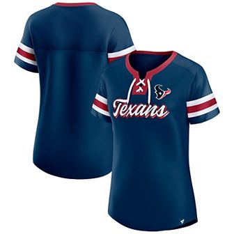 Women's Fanatics Branded Navy Houston Texans Original State Lace-Up T-Shirt
