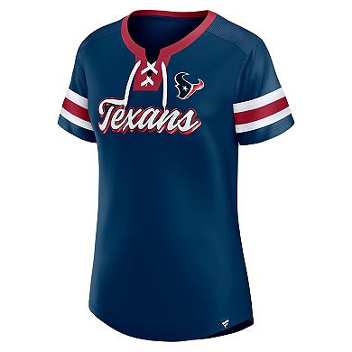 Women's Fanatics Branded Navy Houston Texans Original State Lace-Up T-Shirt