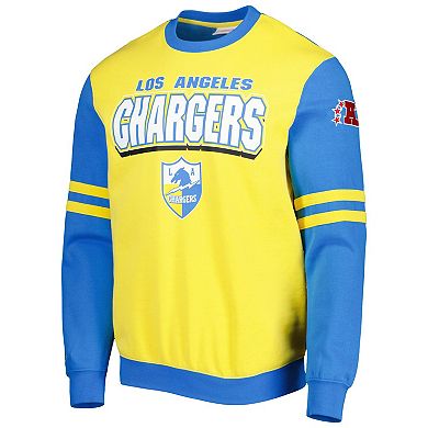 Men's Mitchell & Ness Gold Los Angeles Chargers All Over 2.0 Pullover Sweatshirt