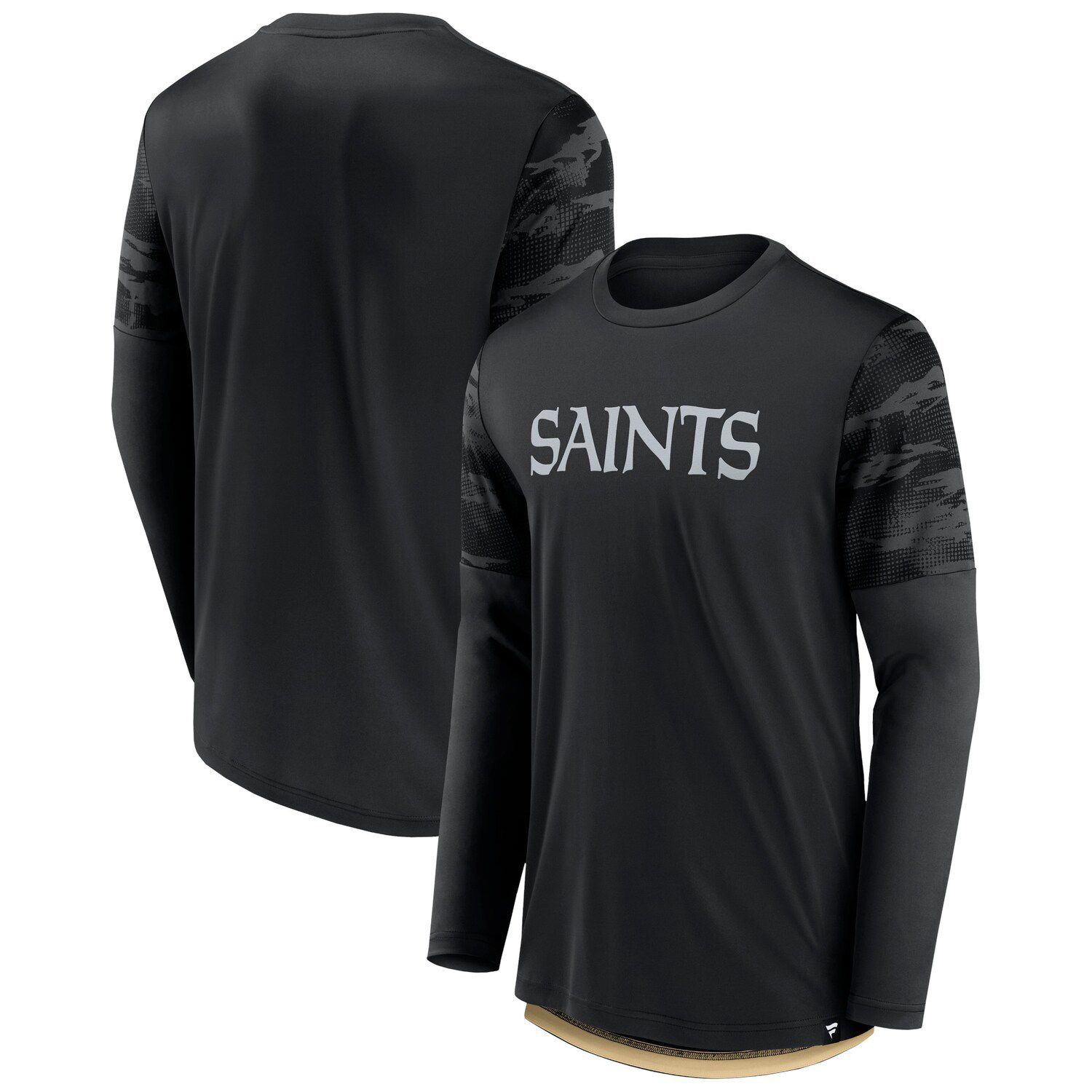 Youth Black New Orleans Saints Heritage Long Sleeve Hoodie T-Shirt