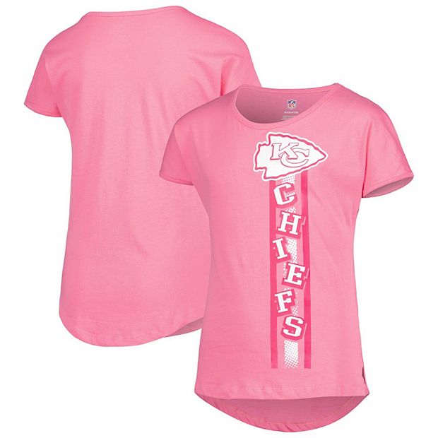 Girls Youth Pink Kansas City Chiefs Fair Catch Dolman T-Shirt