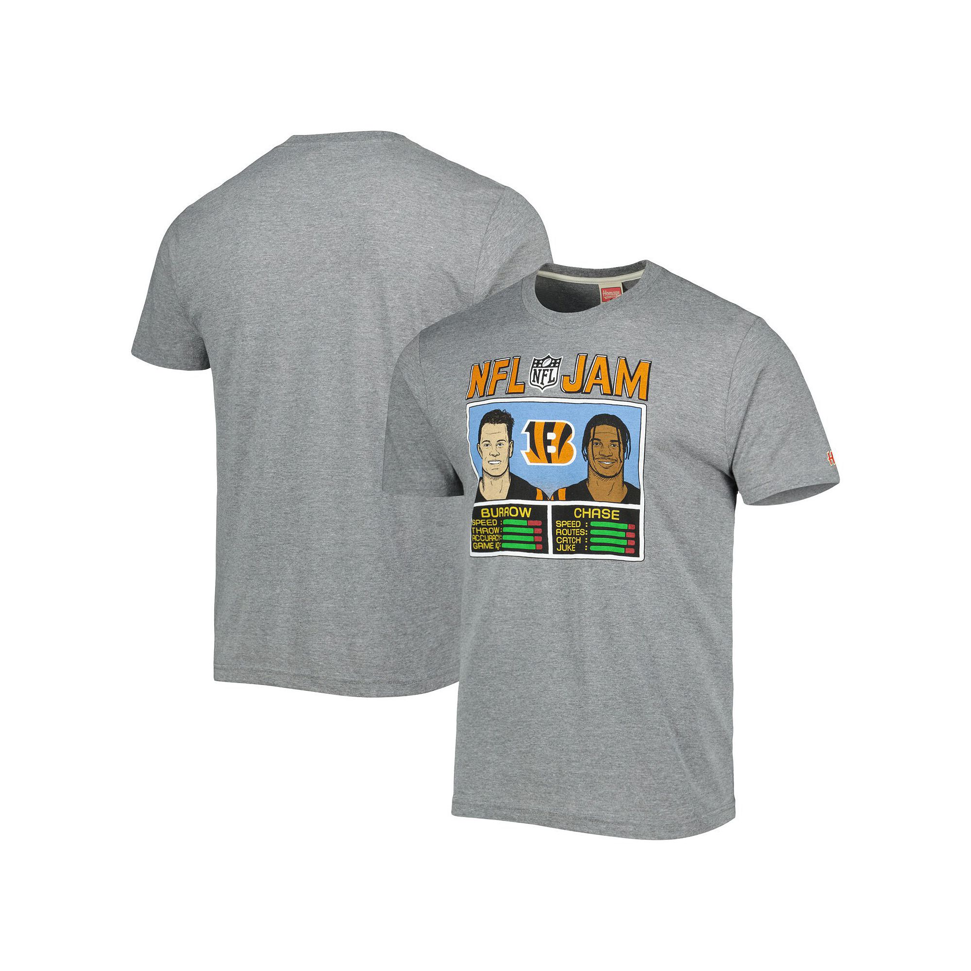 Mens Homage JaMarr Chase & Joe Burrow Heathered Gray Cincinnati Bengals N