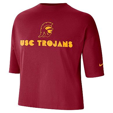 Women's Nike Cardinal USC Trojans Crop Performance T-Shirt