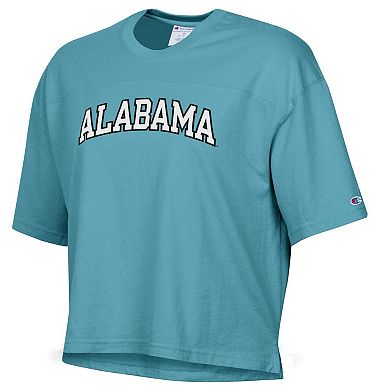 Women's Champion Aqua Alabama Crimson Tide Vintage Wash Boxy Crop T-Shirt