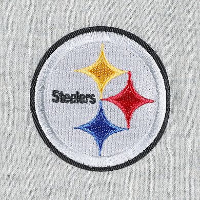 Women's Antigua Heather Gray Pittsburgh Steelers Lightweight Jackpot Raglan Half-Zip Pullover Hoodie