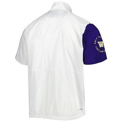 Men's adidas White Washington Huskies M STM AEROREADY Half-Zip Jacket