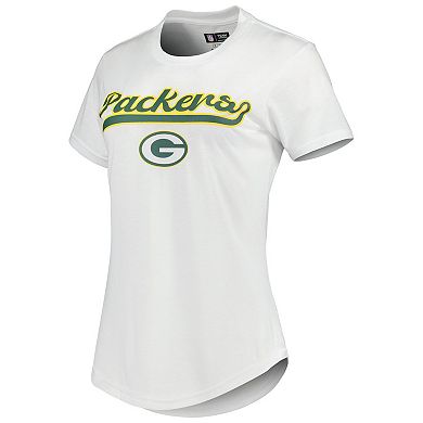 Women's Concepts Sport White/Charcoal Green Bay Packers Sonata T-Shirt & Leggings Sleep Set