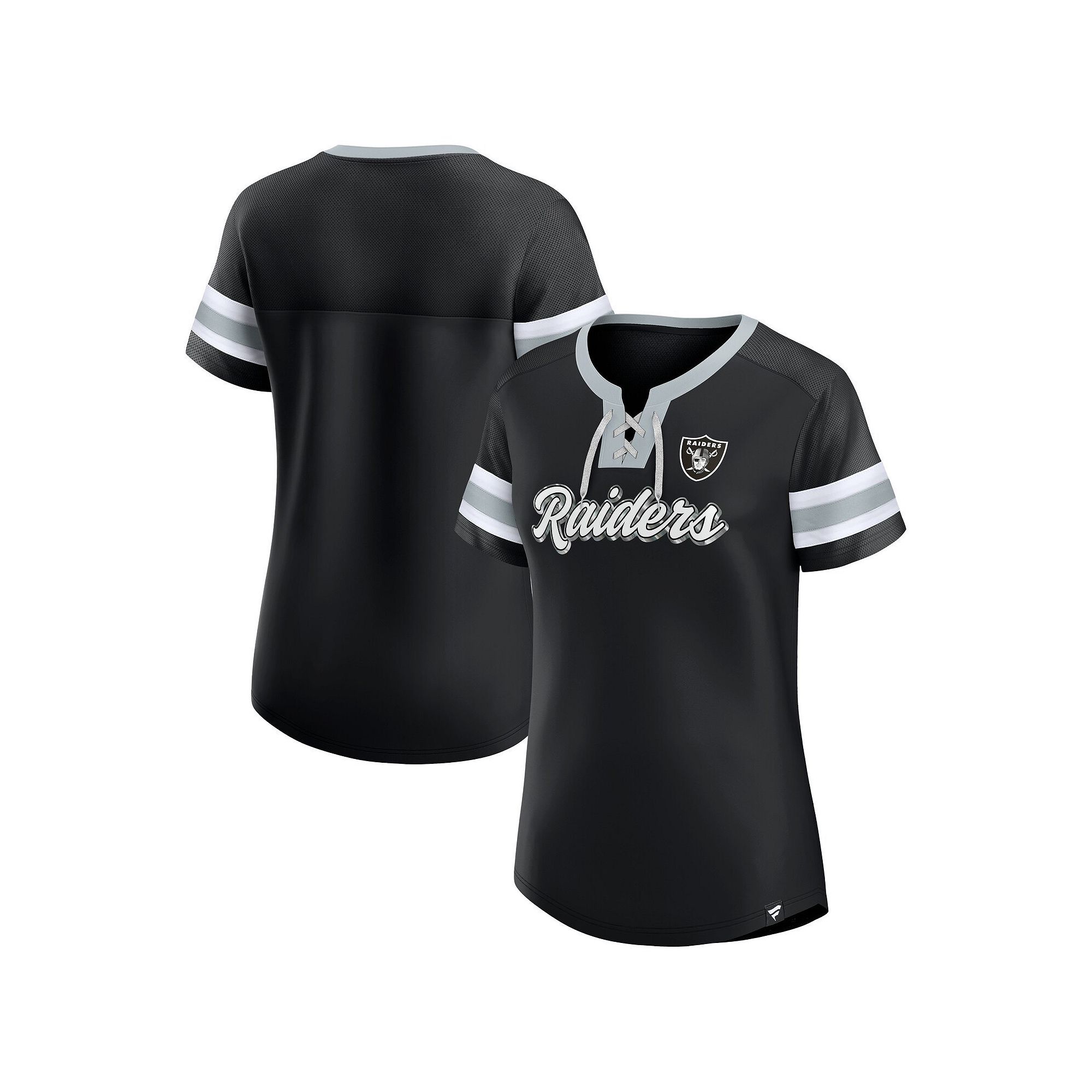 Womens Fanatics Branded Black Las Vegas Raiders Original State Lace-Up T-S