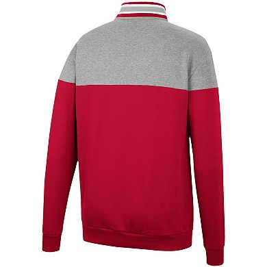 Men's Colosseum Heathered Gray/Cardinal Washington State Cougars Be the Ball Quarter-Zip Top