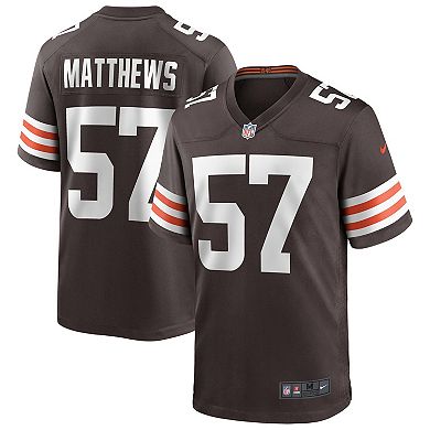 Men's Nike Clay Matthews Brown Cleveland Browns Game Retired Player Jersey