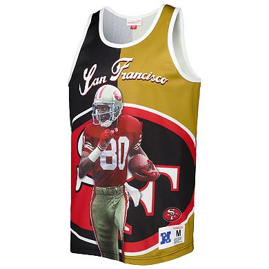 Men's Mitchell & Ness Jerry Rice Black/Gold San Francisco 49ers Retired Player Graphic Tank Top