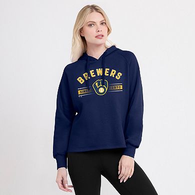 Women's Fanatics Navy Milwaukee Brewers Perfect Play Raglan Pullover Hoodie