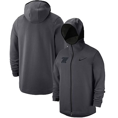 Men s Nike Anthracite Ole Miss Rebels Tonal Showtime Full Zip Hoodie Jacket