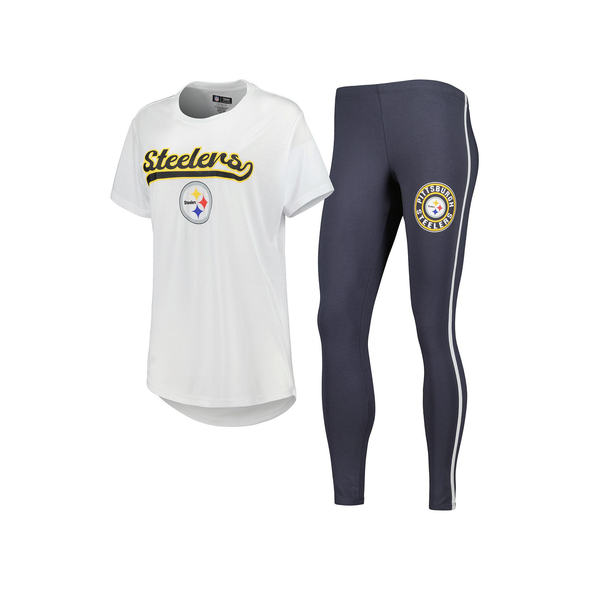 Womens Concepts Sport White/Charcoal Pittsburgh Steelers Sonata T-Shirt & 