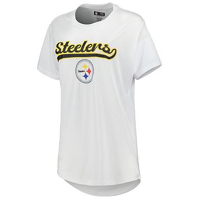 Women's Concepts Sport White/Charcoal Pittsburgh Steelers Sonata T-Shirt & Leggings Sleep Set