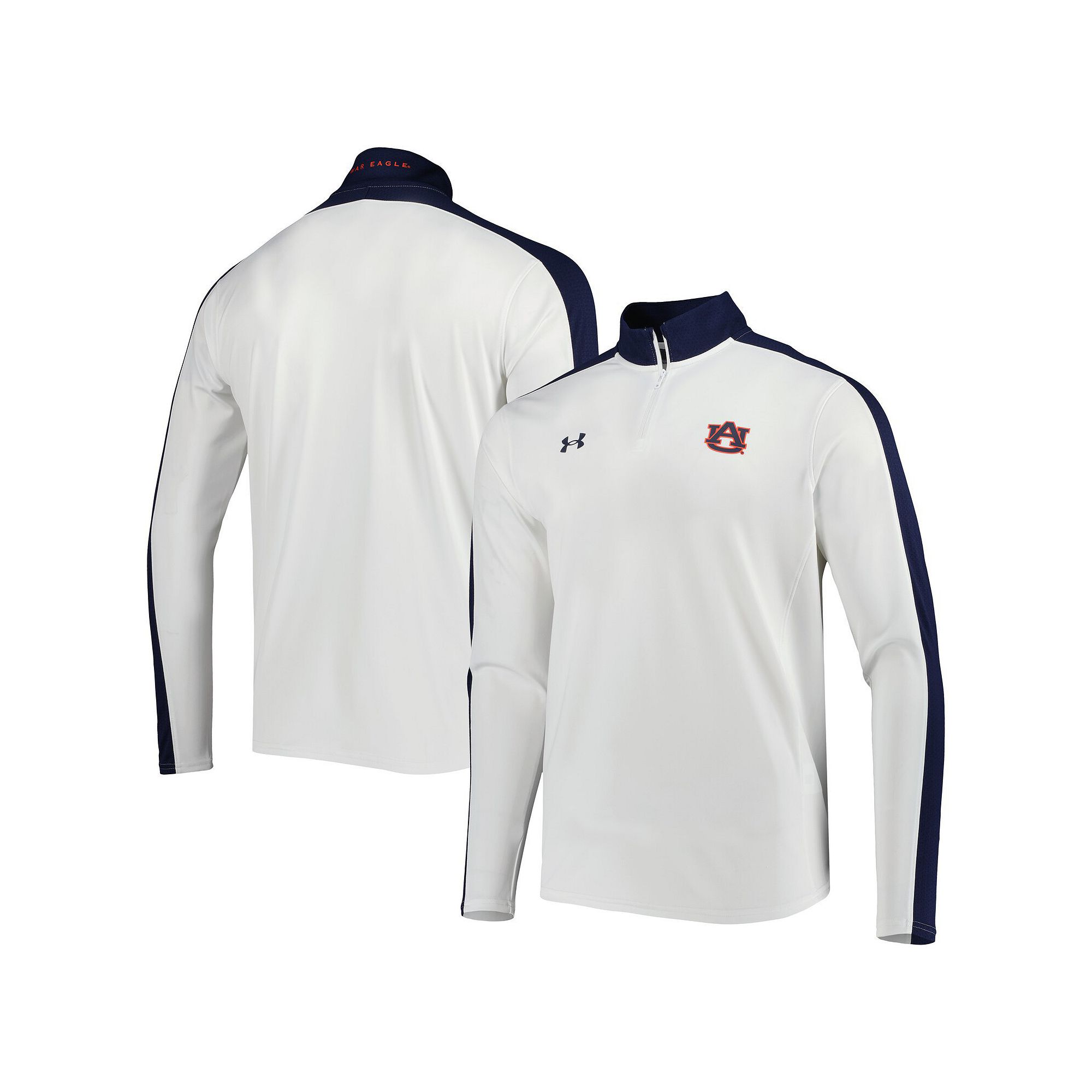 Mens Under Armour White Auburn Tigers Lightweight Mock Neck Performance Qu