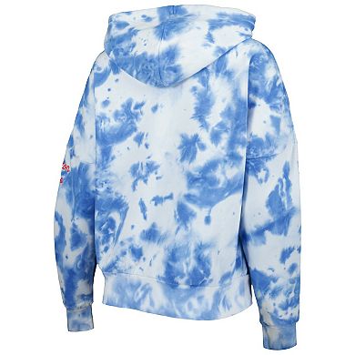 Women's New Era Light Blue Houston Oilers Gridiron Classics Cloud Dye Fleece Pullover Hoodie
