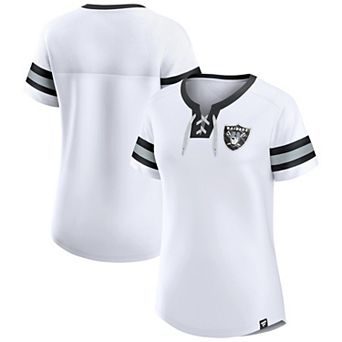 Women's Fanatics Branded White Las Vegas Raiders Sunday Best Lace-Up T-Shirt