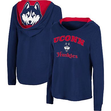 Women's Colosseum Navy UConn Huskies Catalina Hoodie Long Sleeve T-Shirt