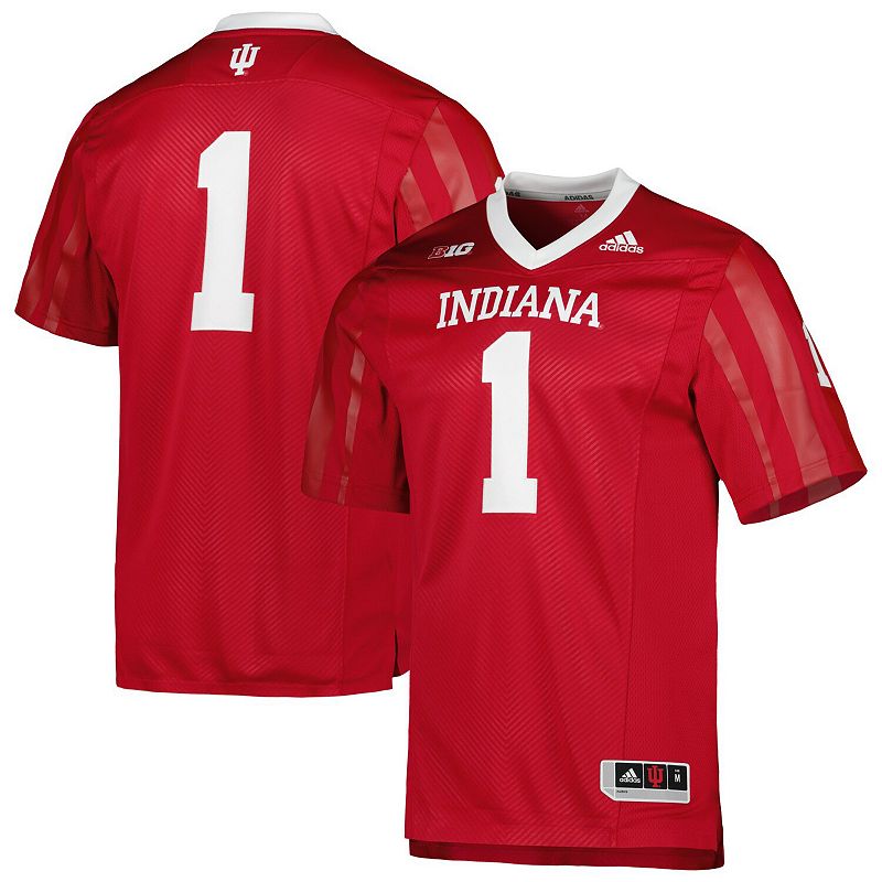 Mens adidas #1 Crimson Indiana Hoosiers Team Premier Football Jersey, Size