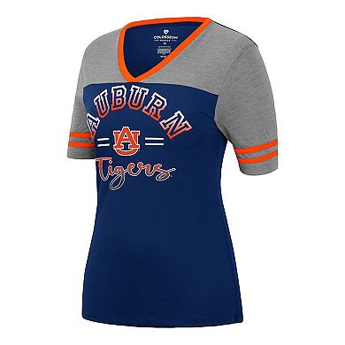 Women's Colosseum Navy/Heathered Gray Auburn Tigers There You Are V-Neck T-Shirt