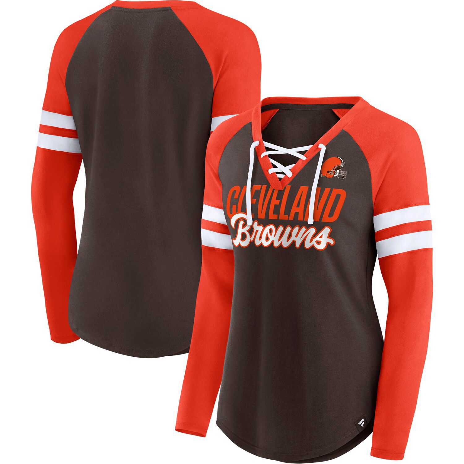 Juniors Heathered Gray Cleveland Browns All Striped Up Raglan Long Sleeve T- Shirt