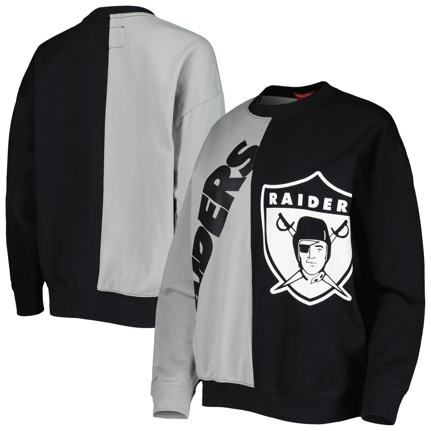 Men's Las Vegas Raiders Junk Food Black/Silver Color Block Pullover  Sweatshirt