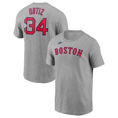 Men's Nike David Ortiz Heather Gray Boston Red Sox Name & Number T