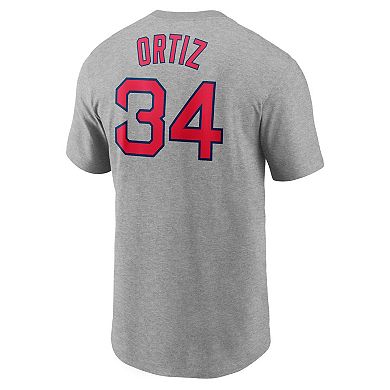 Men's Nike David Ortiz Heather Gray Boston Red Sox Name & Number T-Shirt