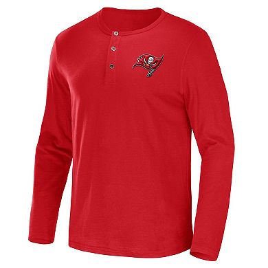 Men's NFL x Darius Rucker Collection by Fanatics Red Tampa Bay Buccaneers Slub Jersey Henley Long Sleeve T-Shirt