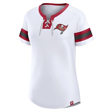 Women's Fanatics Branded White Tampa Bay Buccaneers Sunday Best Lace-Up T-Shirt