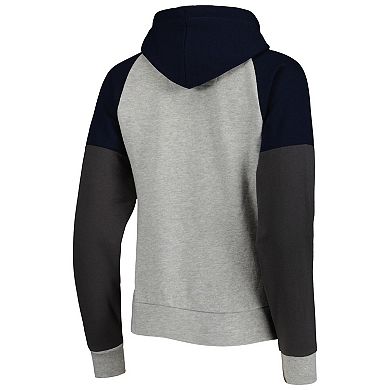 Women's Antigua Heathered Gray/Navy Tennessee Titans Jackpot Raglan Half-Zip Pullover Hoodie