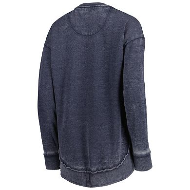 Women's Pressbox Navy North Carolina Tar Heels Vintage Wash Pullover Sweatshirt