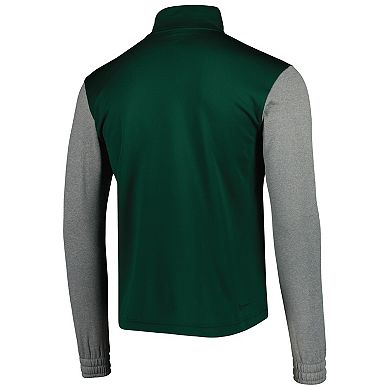 Men's adidas Green/Heathered Gray Miami Hurricanes Team AEROREADY Half-Zip Top