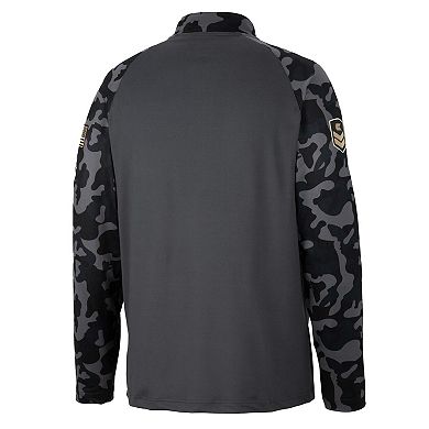 Men's Colosseum Charcoal Cal Bears OHT Military Appreciation Long Range Raglan Quarter-Zip Jacket