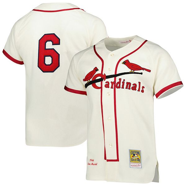 Men's Mitchell & Ness Stan Musial Cream St. Louis Cardinals 1944  Cooperstown Collection Authentic Jersey