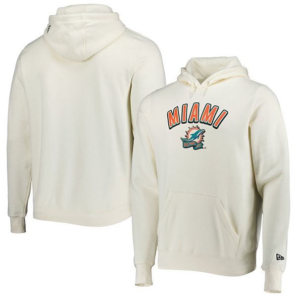 Men's New Era White Miami Dolphins Sideline Chrome Pullover Hoodie