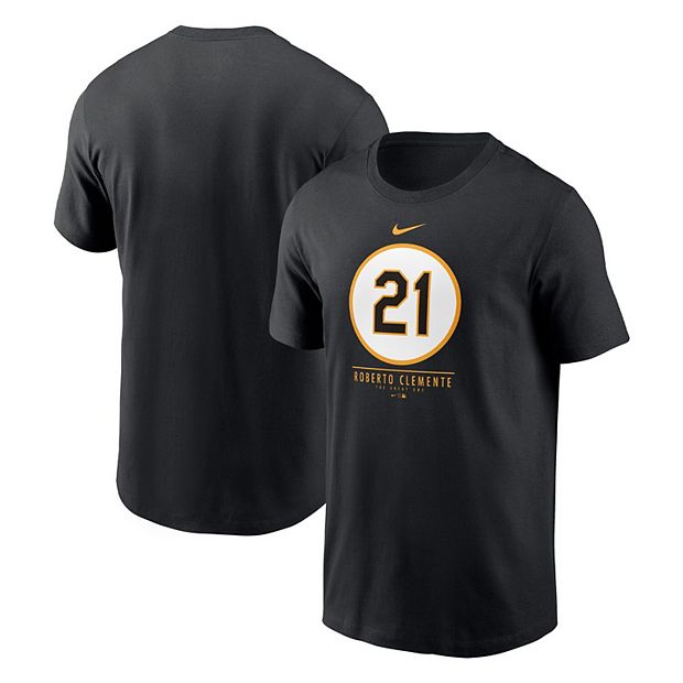 Men's Nike Roberto Clemente Black Pittsburgh Pirates The Great One  Commemorative T-Shirt