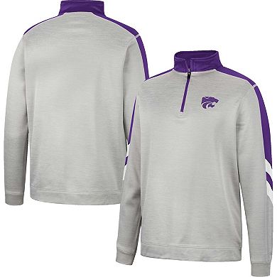 Men's Colosseum Gray/Purple Kansas State Wildcats Bushwood Fleece Quarter-Zip Jacket