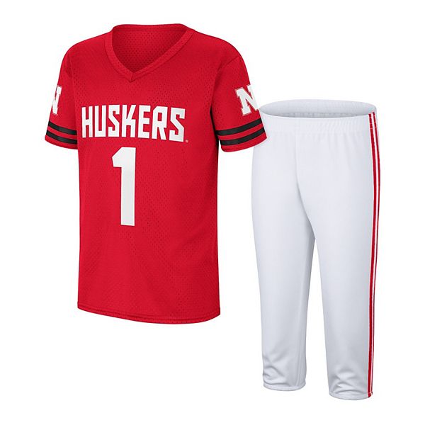 Youth Colosseum Red/White Nebraska Huskers Football Jersey and Pants Set
