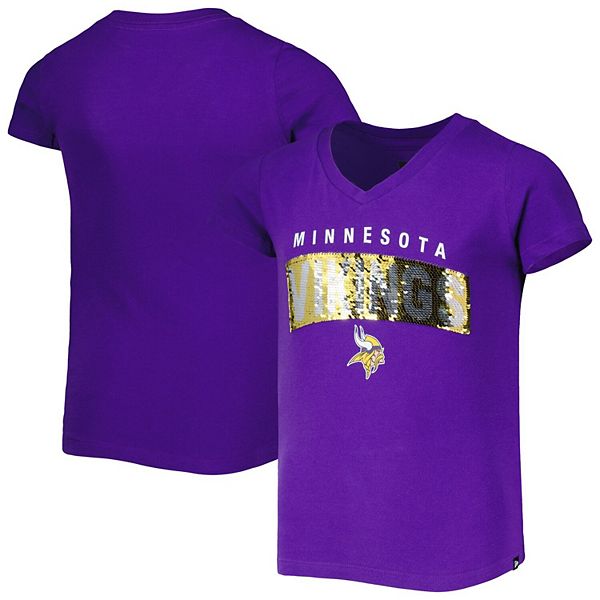 New Era Girls' Minnesota Vikings Sequins Pink T-Shirt